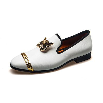 

MeiJiaNa 2018 New Metal Buckle Brand Fashion Shoes Mens Loafers Leather Moccasins Banquet Shoes