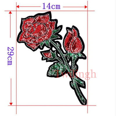 

1 Pcs Big 3D Patches Sew-on Flower Patch Embroidery Sequin Motif Red Rose Applique Garment Women DIY Clothes Sticker Wedding