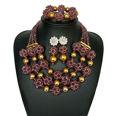 

Yellow Party Costume Crystal Jewelry Nigerian African Bridal Beads Jewelry Set Turkish Women Costume Wedding Statement Necklace