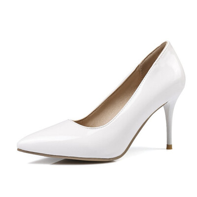 

IDIFU Womens Dressy Burnished Pointed Toe Low Cut OL Work Shoes Stiletto High Heel Slip on Pumps