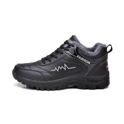 

Leather Winter Men Boots Warm Plush Sneakers Brand Outdoor Sport Shoes Comfortable Winter Boots Men Running Shoes