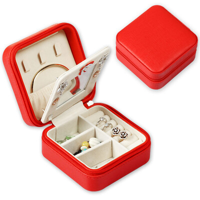 

yuppie leather portable jewelry box jewelry box wooden velvet with lock portable mirror ring earrings necklace gift small jewelry