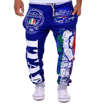 

Zogaa Men's Pant Sports Italy flag Printing Casual