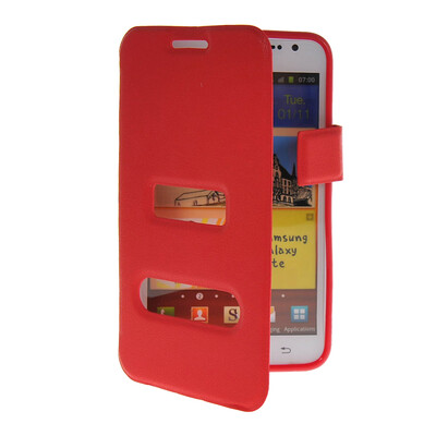 

MOONCASE View Window Leather Side Flip Pouch Hard board Shell Back чехол для Samsung Galaxy Note I9220 Red