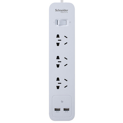 

Schneider Electric (Schneider Electric) простая серия домашней / офисной базовой розетки 3 с двойной штекером / штекером USB 1.5 м P1030U-CN