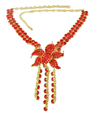 

Idealway New Fashion Korean Style Colorful Crystal Rhinestone Flower Tassel Pendant Necklace Stud Earrings Set Women Jewelry