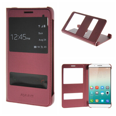 

MOONCASE for Huawei Honor 7i Case Premium PU Leather Pouch Flip Case Cover Red