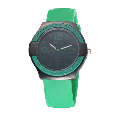 

1pcs sport Quartz Watch 3 dials Bracelet Style WH072 Analog Silicone band GREEN