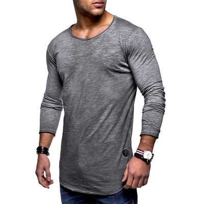 

2018 New Mens Fashion&Leisure Round Collar T-shirt Solid Color Tops