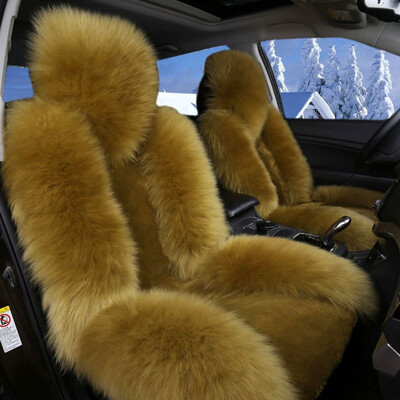 

KAWOSEN 1 pair 100 Australian Pure Natural Wool Seat Cover for Front Seat12 Colors Winter Car Cushion Front Vehicle Cover