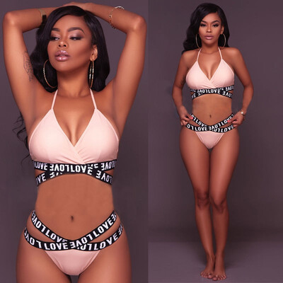 

Swimwear Women Triangle Bikini Set Bandage Push-Up Swimsuit Bathing Beachwear