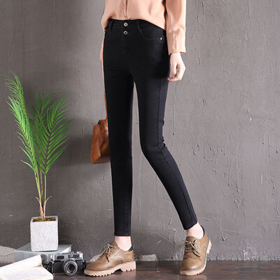 

Long Yue Womens Jeans Women 2018 Autumn New Korean High Waist Pencil Pants Slim Stretch Pants LWKN187211 Black 29