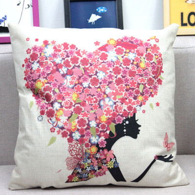 

Cntomlv Flower Butterfly Girl Cushion Cover Cotton Linen Pillow Case Throw Wedding Decorative Pillowcase Cushion Covers