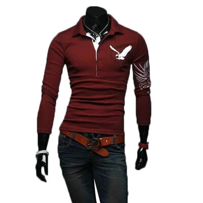 

Zogaa Men's POLO Shirt European Casual Eagle Printing Lapel
