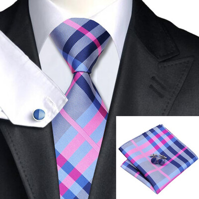 

Hot selling Vogue Men Silk Tie Set High Quality 100 Silk Necktie Handkerchief Cufflinks Set for Formal Wedding Business wholesale Free Shipping