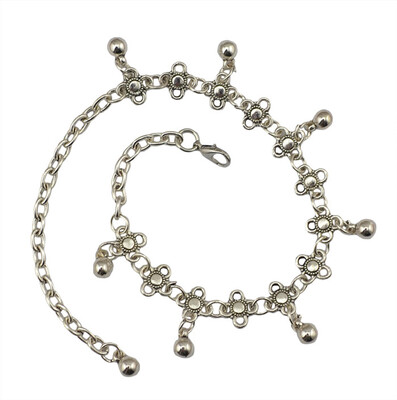 

Idealway Gypsy Bohemian Silver Alloy Flowers Chain Anklet Bracelets Beads Tassel Foot Chain Women's Jewelry