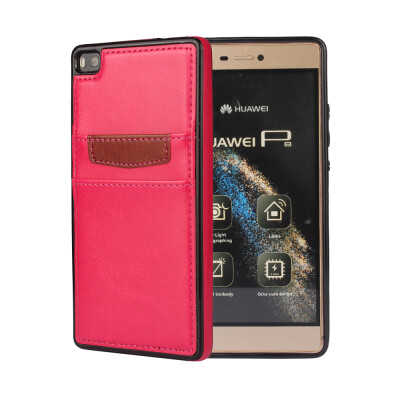 

MOONCASE PU Leather Skin Card Slot Protective Shell TPU Full Frame Back Case Cover for Huawei Ascend P8