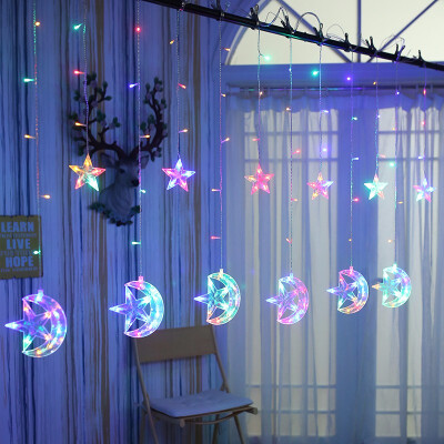

Led stars moon curtain light background lights window decoration girl heart flashing string lights bedroom ice lighting