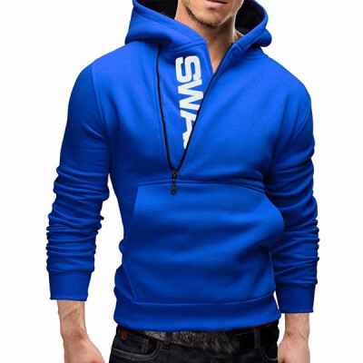 

Hooded Cotton Blends Patchwork Long Sleeve Plus Size Mens Slim Hoodies