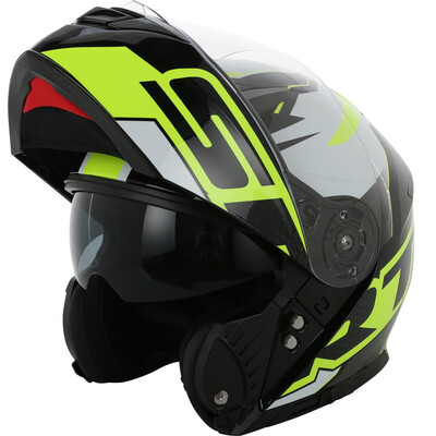 

YOHE 950 eternal double lens electric motorcycle helmet full face helmet men&women summer sunscreen half-covered face helmet black&yellow Dodge L code