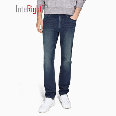 

INTERIGHT imitation knit touch slim version micro-elastic mens jeans dark blue 32 yards
