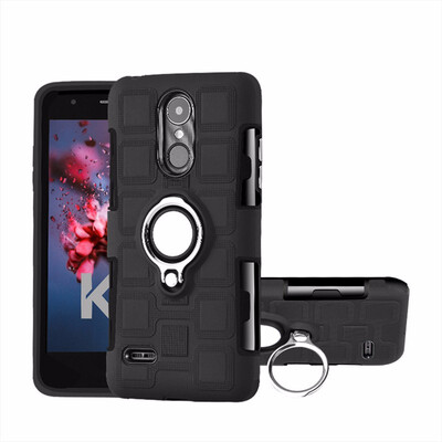 

SHS Phone Case For LG K4 2017K8 2017K10 2017 European Luxury Armor Ring Bracket Silicon TPU Lattice texture