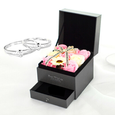

Star Soap Flower Drawer Gift Box Commitment Life Package - Pink Flower Silver Ring