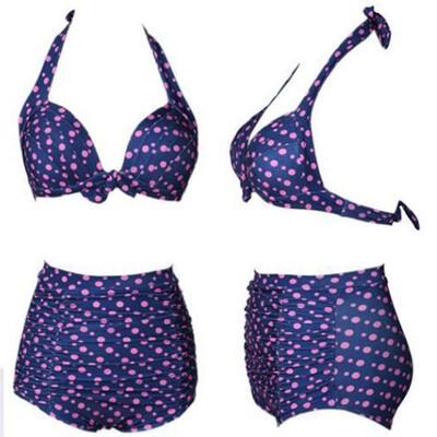 

Women' Retro Polka Dot Bikini Sexy WaiSt RoSe Print SwimSuit