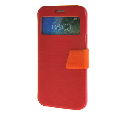 

MOONCASE View window Leather Wallet Flip Stand Pouch Case Cover for Samsung Galaxy E7 Red