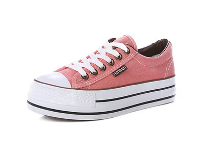 

IDIFU Womens Casual Low Top Platform Sneakers Lace up Plimsoll Canvas Shoes