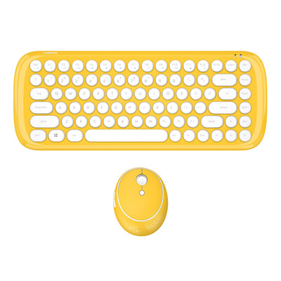 

Mofii candy wireless keyboard&mouse set round chocolate button mouse&keyboard set office home notebook desktop computer white yellow