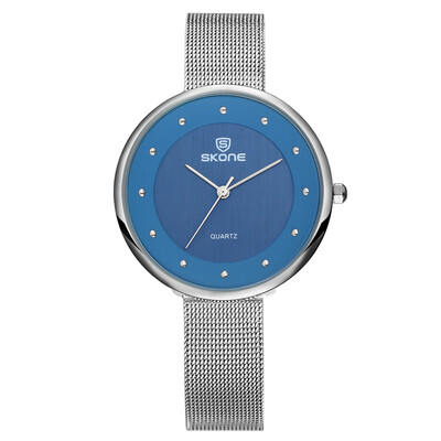 

SKONE 3ATM Water-resistant Wristwatch Fashion Casual Womens Watches Luxury Steel Mesh Band Ultra Thin Ladies Quartz Watch Relogio