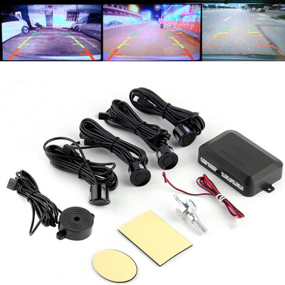 

4 Parking Sensors Car Backup Reverse Radar Rearview Mirror Colored LED Display