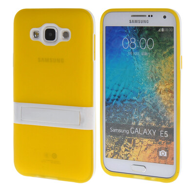 

MOONCASE Galsxy E5 Дело Желе Цвет силиконовый гель ТПУ Тонкий с подставкой обложка чехол для Samsung Galsxy E5 желтый