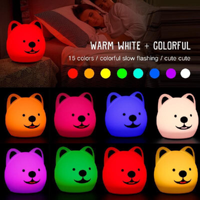 

Colorful Silica Gel Bedroom Romantic Atmosphere Lamp Remote Control Desk Light LED Little Dog Sleeping Lights