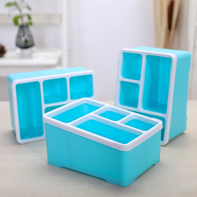 

Jin Hao desktop storage coffee table remote control storage box desk storage box plastic compartment stationery storage box 17 12 9cm blue 3 Pack