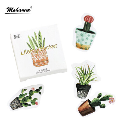 

45Pcsbox Creative Potted Plants Paper Stickers Flakes Vintage Romantic For Diary Decoration Diy Scrapbooking Stationery Sticker