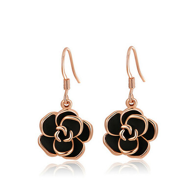

Yoursfs® 18K Rose Gold Plated Rose Flower Earring Women Fashion Ear Hook Jewelry