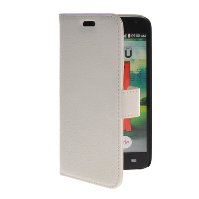 

MOONCASE Litch Skin Leather Side Flip Wallet Card Slot Pouch Slim Shell Back Case Cover for LG L70 White