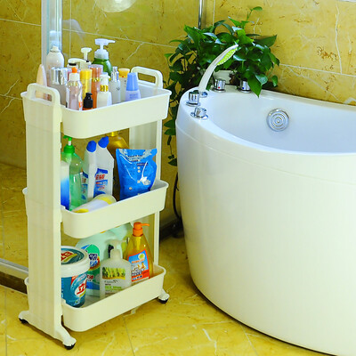 

Jingdong Supermarket Bao Youni Sanitary Ware Shelf Three-storey Bathroom Shelf Kitchen Bedroom Living Room Movable Shelf DQ-1516