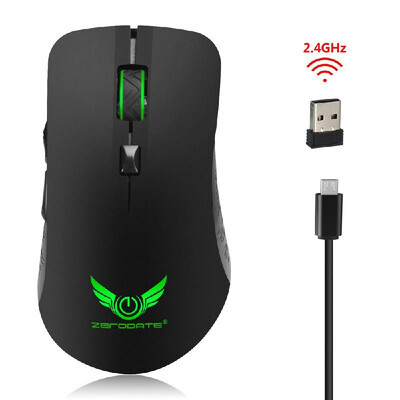 

24G 2400 DPI Wireless Portable Mobile Mouse 6-Button Built-in Battery USB Optical Mouse with USB Receiver 4 Adjustable DPI Option