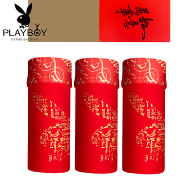

Playboy red mens underwear China red hot stamping boxer briefs men 3 gift box 5888