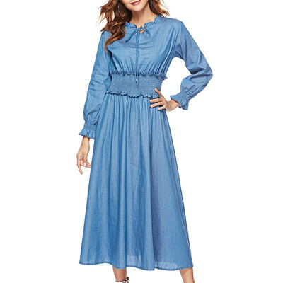 

Autumn leisure long denim waist dress