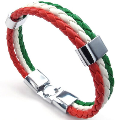 

Hpolw Mens Feather Bracelet Italy Flag Italian Banner Cuff Bangle Red White Green 8" 85" 9"