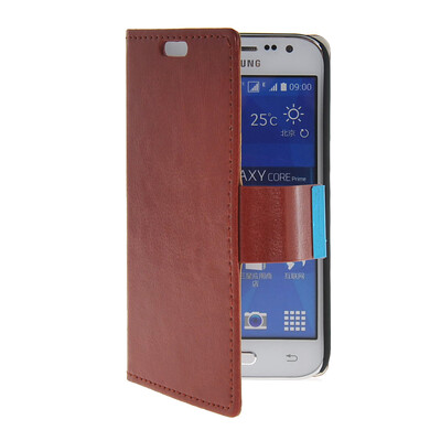 

MOONCASE кожи высокого качества Сторона Флип кошелек карта с Kickstand чехол для Samsung Galaxy Core Prime G3608 Браун