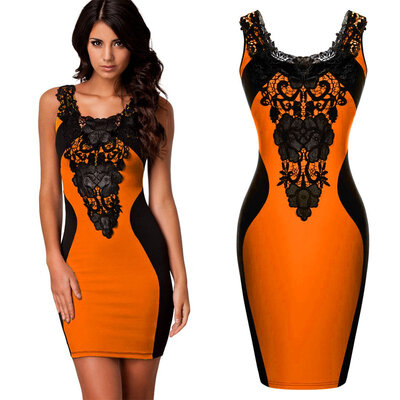 

New Elegant Women's Sleeveless Lace Neck Dress Evening Cocktail Party Dress S/M/L/XL