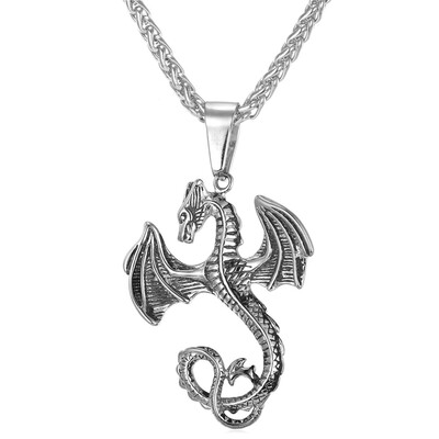 

U7 Punk Dragon Pendant Necklace 2016 New Fashion Gold Plated Stainless Steel 22" Chain Myth Statement Necklace Men Jewelry