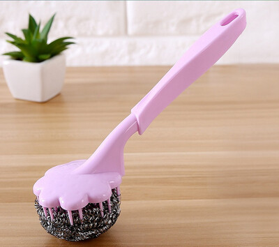 

Long handled steel ball scrubbing brush stainless steel clean ball steel ball handle brush clean ball brush