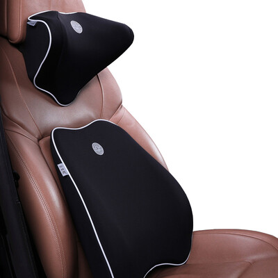 

KING ETING car lumbar headrest space memory cotton back cushion car lumbar pillow neck pillow set Y7 two-piece mysterious black co-pilot