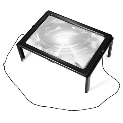 

4 LED Lights Foldable Desk A4 Full Page Large Reading Hands Free 3X Magnifier for Reading Ultrathin Full Page Hands Magnifier